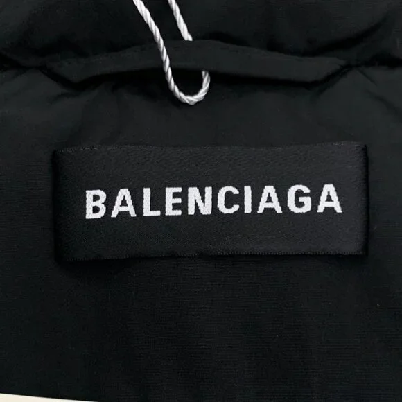 Balenciaga Black Logo Print Stand Collar Zip-Up Cotton Jacket